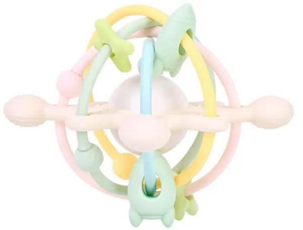 Multi toy silikonleke med ranglekule Pastell