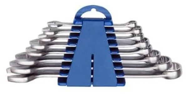 VAERK Ring-gaffelnøkkelsett 8 deler i holder 8-22 mm